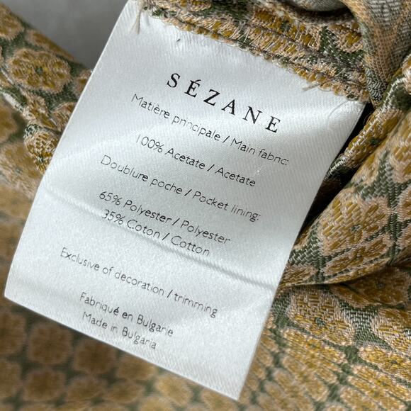 SEZANE Pants 38 Gustavo Floral Jacquard Tapered Ankle Trouser High Waist Beige - Picture 9 of 16